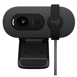 Webcam FullHD Logitech Brio 100 com Microfone Integrado, Proteção de Privacidade, Correção Luz, USB-C - Grafite