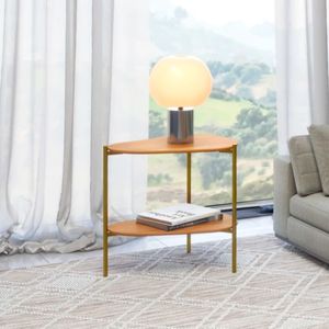 Mesa de Canto Florença em MDF Pés Metálicos 60x62x46 cm Freijó Gold Dalla Costa