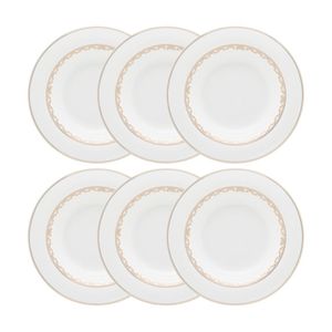 Jogo de pratos fundos em porcelana Strauss Lumière 6 peças