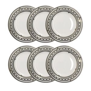 Jogo de pratos sobremesa em porcelana Strauss Infinity 23cm 6 peças