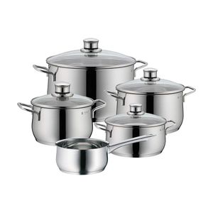 Jogo de panelas em aço inox WMF Diadem para Indução 5 Peças prata