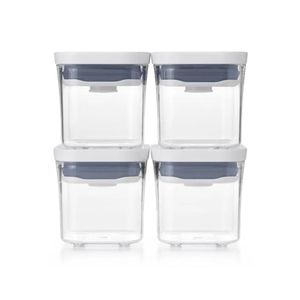 Jogo de potes quadrados com tampa hermética OXO Pop 2.0 189ml 4 peças incolor