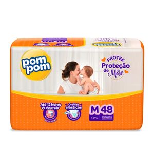 Fralda Pom Pom Derma Protek Proteção de Mãe Mega M com 48un