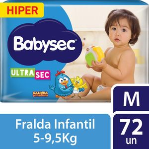 Fralda Babysec Galinha Pintadinha Ultrasec Hiper M com 72un