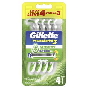 Aparelho de Barbear Gillette Prestobarba3 Sensitive Leve 4 Pague 3