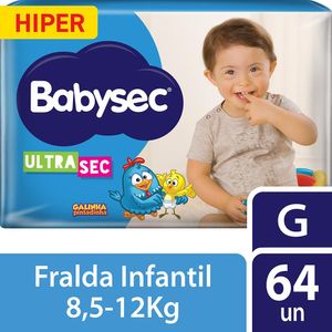 Fralda Babysec Galinha Pintadinha Ultrasec Hiper G com 64un