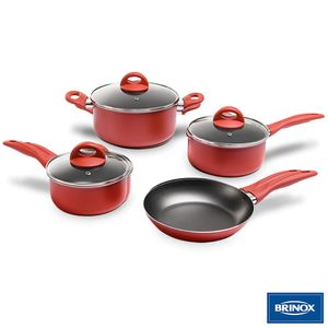 Conjunto de Panelas em Alumínio com 04 Peças Paprika Vemelho - Brinox
