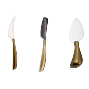 CONJUNTO 3 FACAS BUGATTI GLAMOUR PARA QUEIJO GOLD GLDR021F363