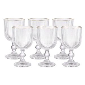 Jogo de taças em vidro com borda dourada L'Hermitage Cameratta 365ml 6 peças