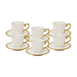 Jogo de 6 xícaras para café em porcelana Wolff Paddy 18055 branca e dourado 90ml