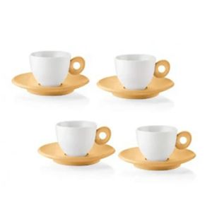 Conjunto De Xicaras De Café Com Pires Mostarda Everyday Porcelana 50Ml 4 Peças - Guzzini