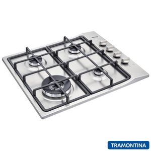 Cooktop a Gás Tramontina Square 4GX Tri 60 com 04 Bocas, Acendimento Super Automático Inox - 94701/214