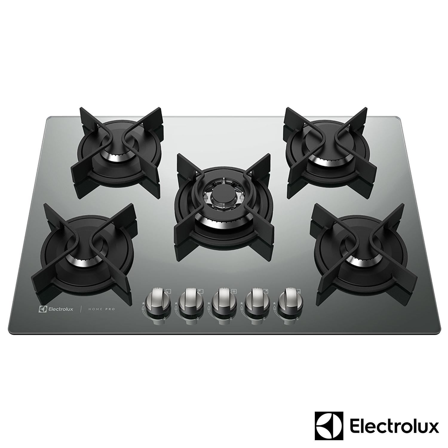 Cooktop à Gás Electrolux de Vidro com 5 Bocas Silver Espelhado - GC75U