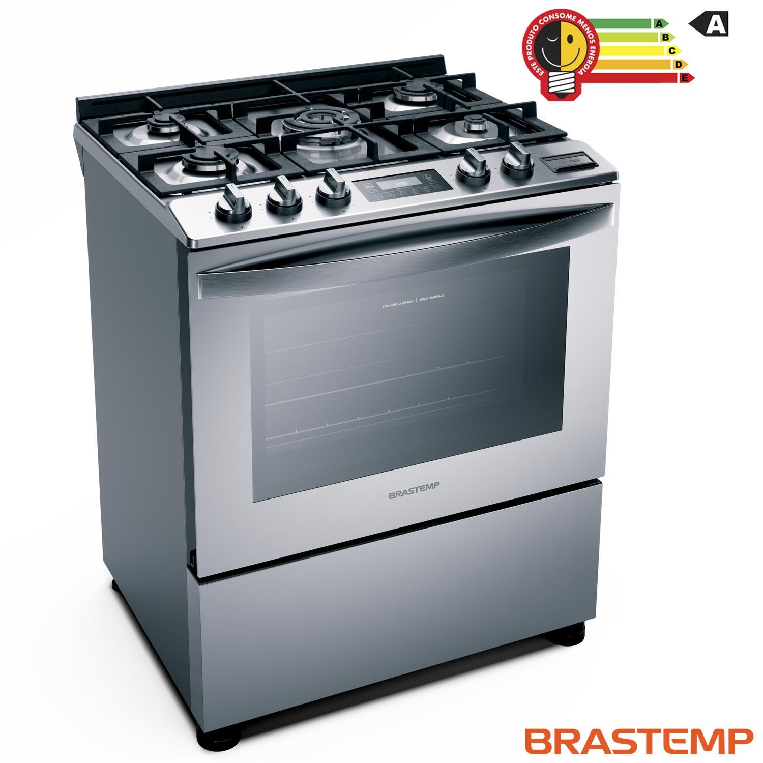 Fogão Brastemp 5 Bocas Forno Elétrico com Convecção e Meat Control BFS5CCR