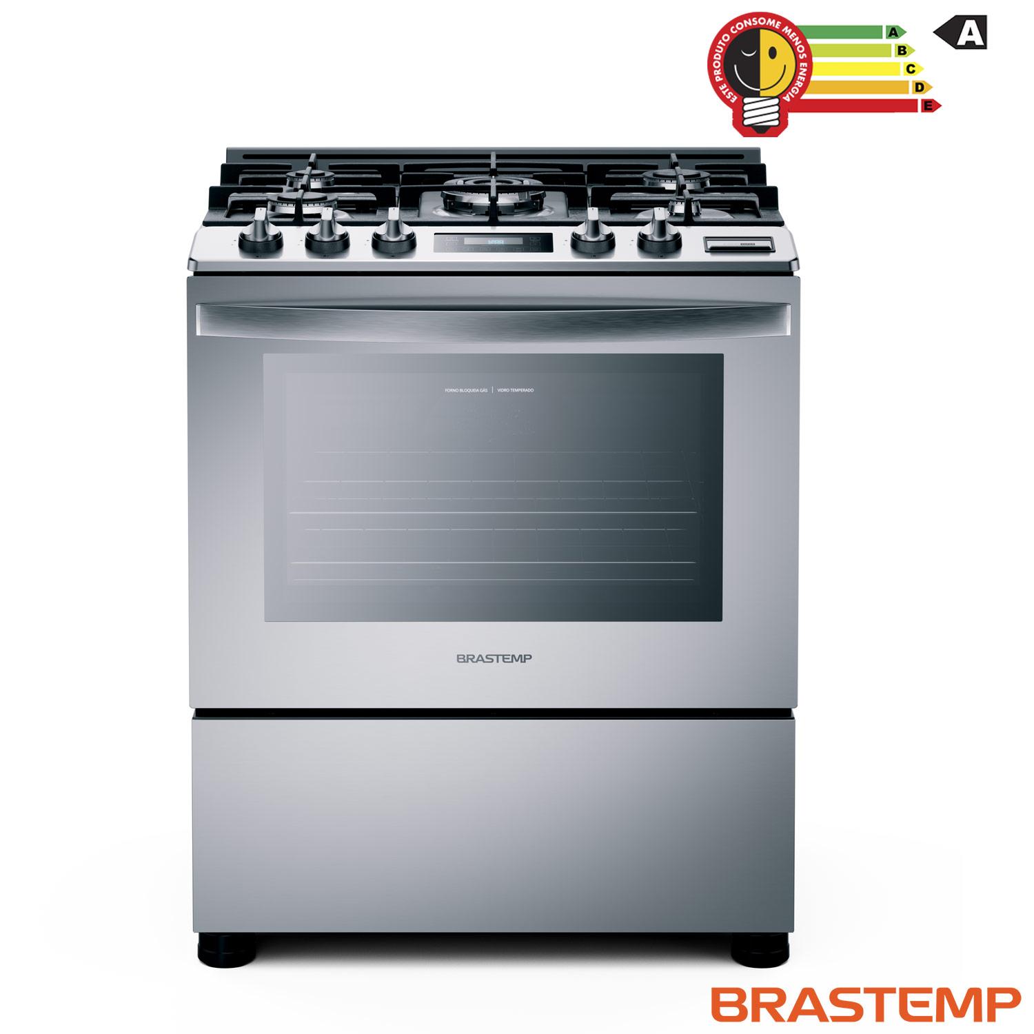 Fogão Brastemp 5 Bocas Forno Elétrico com Convecção e Meat Control ...