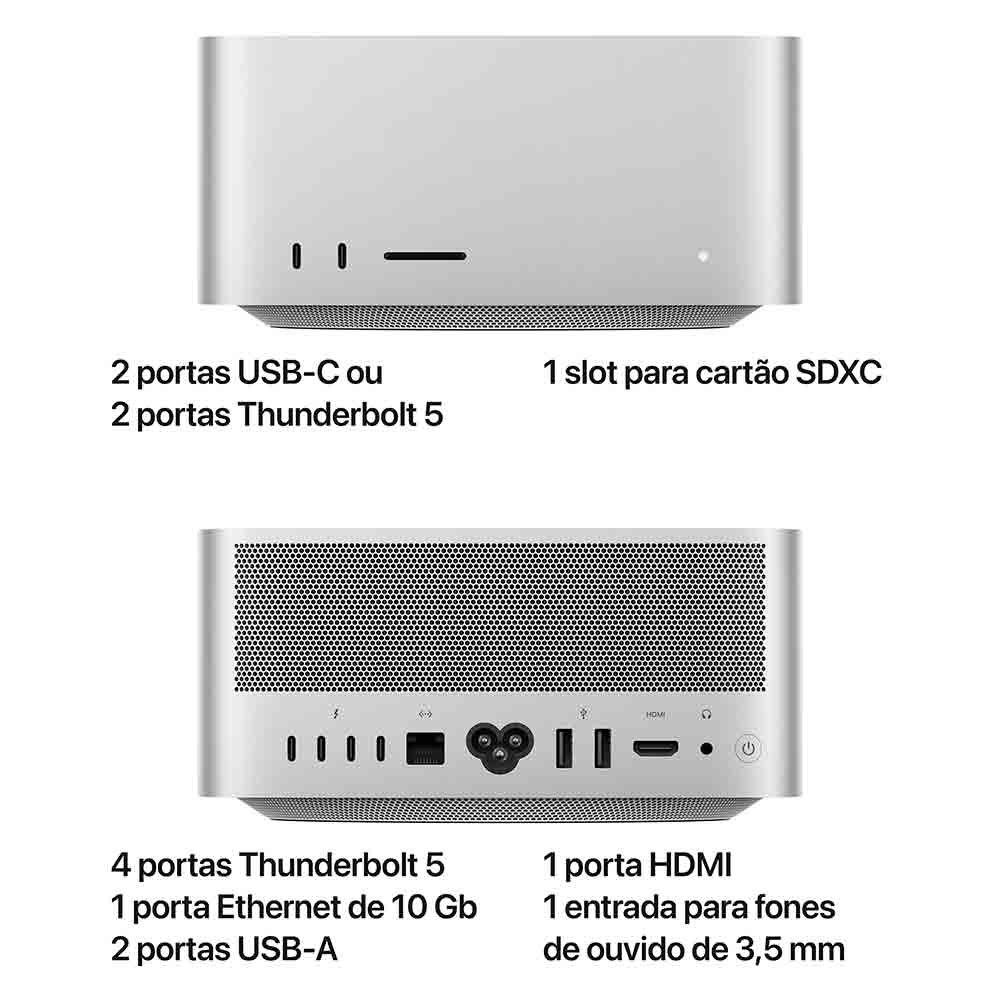 Mac Studio Apple M3 Ultra (96GB RAM 1TB SSD) - Prateado | Fastshop