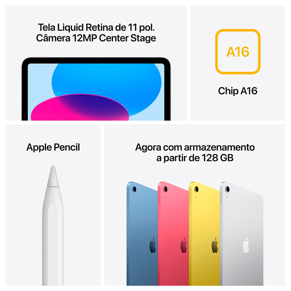 Apple iPad 11ª Geração, Chip A16 (Wi-Fi, 512GB) - Rosa | Fastshop