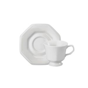 Xícara de chá com pires em porcelana Schmidt Prisma 200ml