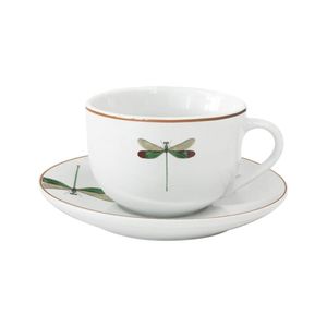 Xícara chá porcelana L'Hermitage Libélula 220ml branco