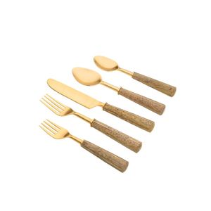 Faqueiro em inox Copa&Cia Garbo Goldwood 30 peças