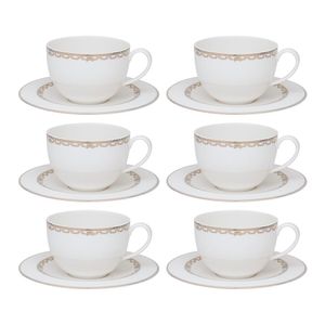 Jogo de xícaras chá em porcelana Strauss Lumière 270ml 6 peças