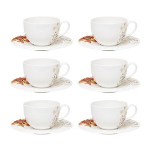 Jogo de xícaras chá em porcelana Strauss Fiori 270ml 6 peças