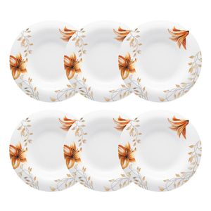 Jogo de pratos fundos em porcelana Strauss Fiori 6 peças
