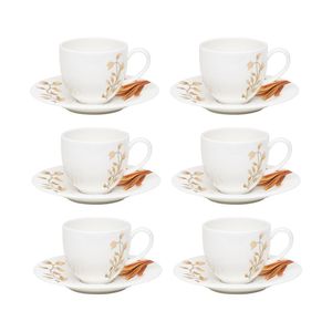 Jogo de xícaras café em porcelana Strauss Fiori 110ml 6 peças