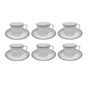 Jogo de xícaras café em porcelana Noritake Rochester Platinum 6 peças