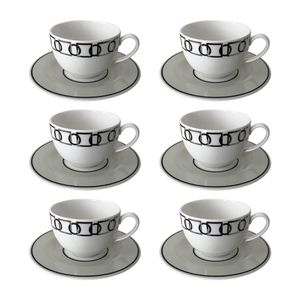 Jogo de xícaras chá em porcelana Strauss Rings 270ml 6 peças