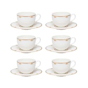 Jogo de xícaras chá em porcelana Strauss Dinasty 270ml 6 peças