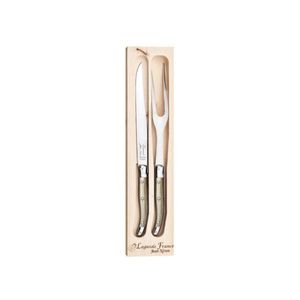 Jogo de garfo e faca para churrasco em inox Laguiole 2 peças champagne
