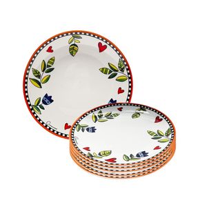 Jogo de pratos em porcelana Egan Cocorido 27cm 6 peças laranja