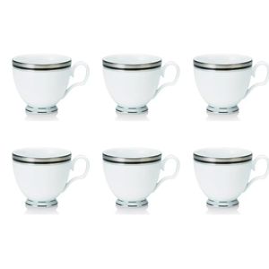 Jogo de xícaras chá em porcelana Noritake Austin Platinum 6 peças
