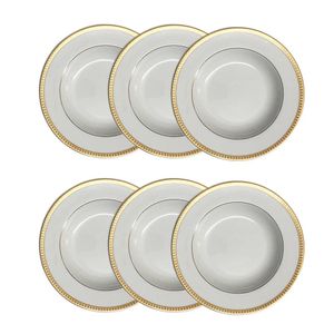 Jogo de pratos fundo Christofle Malmaison 6 peças dourado