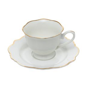 Jogo de xícaras de café em porcelana Wolff Maldivas borda dourada 6 peças 80ml