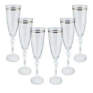 Jogo de taças champanhe cristal ecológico Elizabeth 200ml 6 peças platinum rim