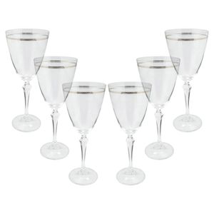 Jogo de taças para água cristal ecológico Elizabeth 350ml 6 peças prata rim