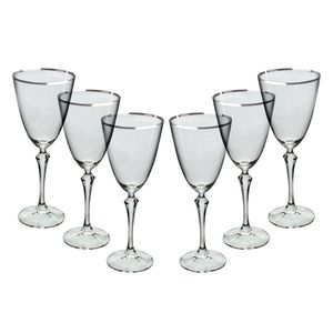 Jogo de taças para água Bohemia Elizabeth em cristal 350ml 6 peças prata rim