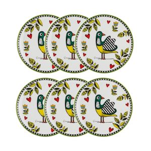 Jogo de pratos em porcelana Egan Cocorido 19cm 6 peças verde