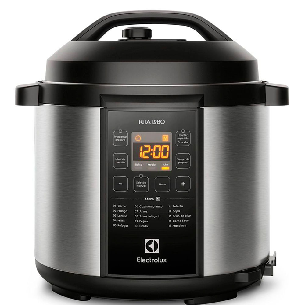 Panela de Pressão Elétrica Electrolux Experience por Rita Lobo 6L Inox - PCC20 Menor preço em Panela de Pressão Elétrica Electrolux Experience por Rita Lobo 6L Inox - PCC20