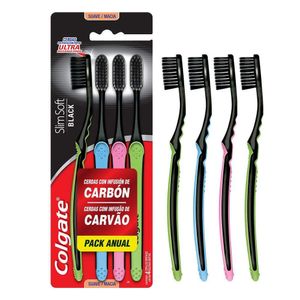 Escova de Dentes Colgate Slim Soft Black 4un