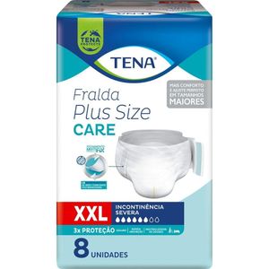 Fralda Geriátrica Tena Plus Size Care XXL com 8un