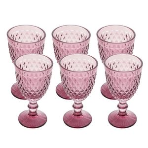 6 Taças para Água Bico de Abacaxi de Vidro Lilás 325ml - Lyor