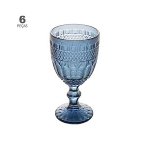 Jogo de 6 Taças Wolff Brand de Vidro Azul Escuro 345ml