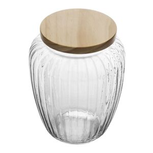 Porta Mantimento De Vidro Com Tampa De Pinus 2,4L
