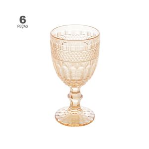 Jogo de 6 Taças para Água Wolff Brand de Vidro Âmbar 345ml