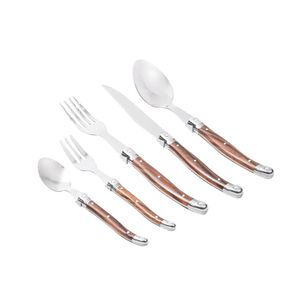 Faqueiro em aço inox Kenya Laguiole 30 peças marrom e prata