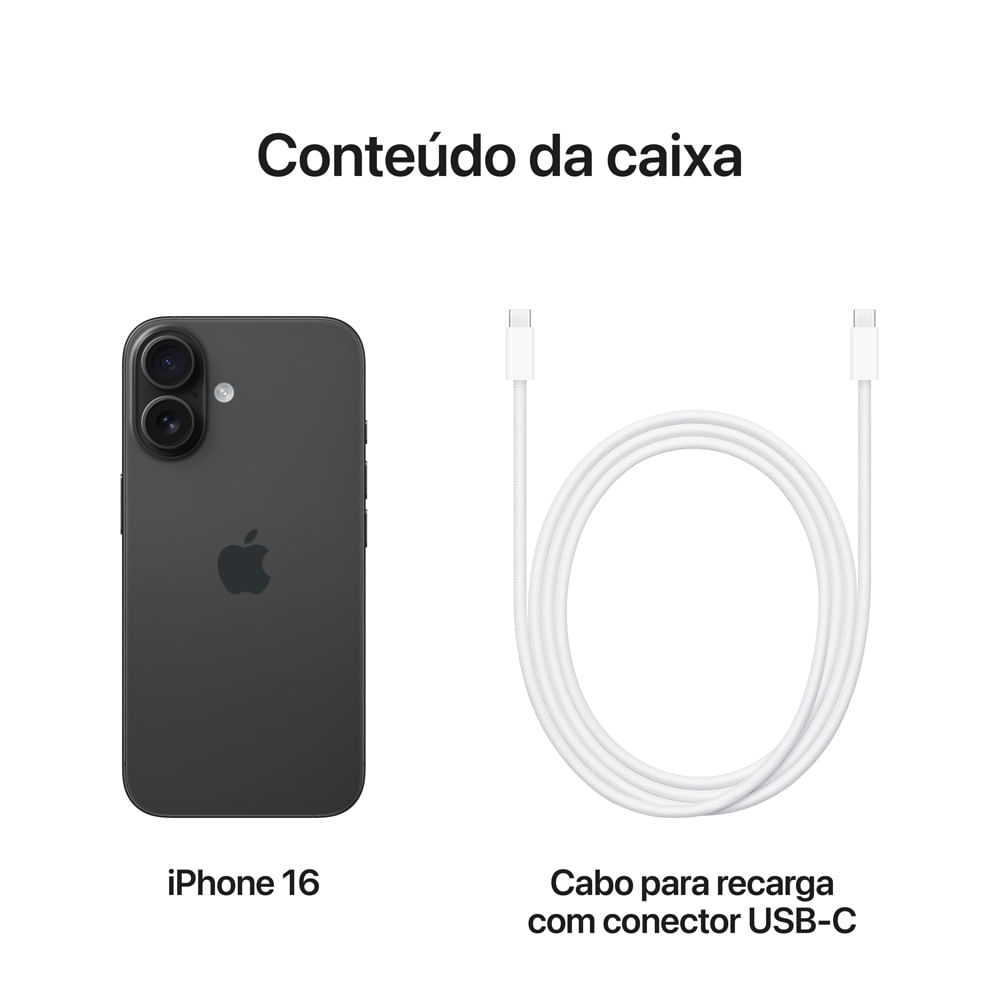 iPhone 16 Apple (128GB) Preto, Tela de 6,1