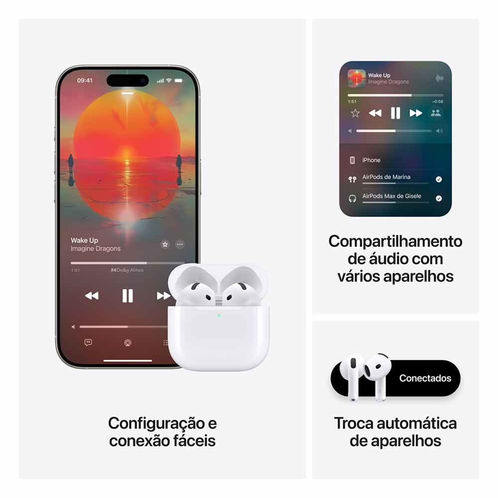 Apple AirPods (4ª Geração) com Cancelamento Ativo de Ruído | Fastshop